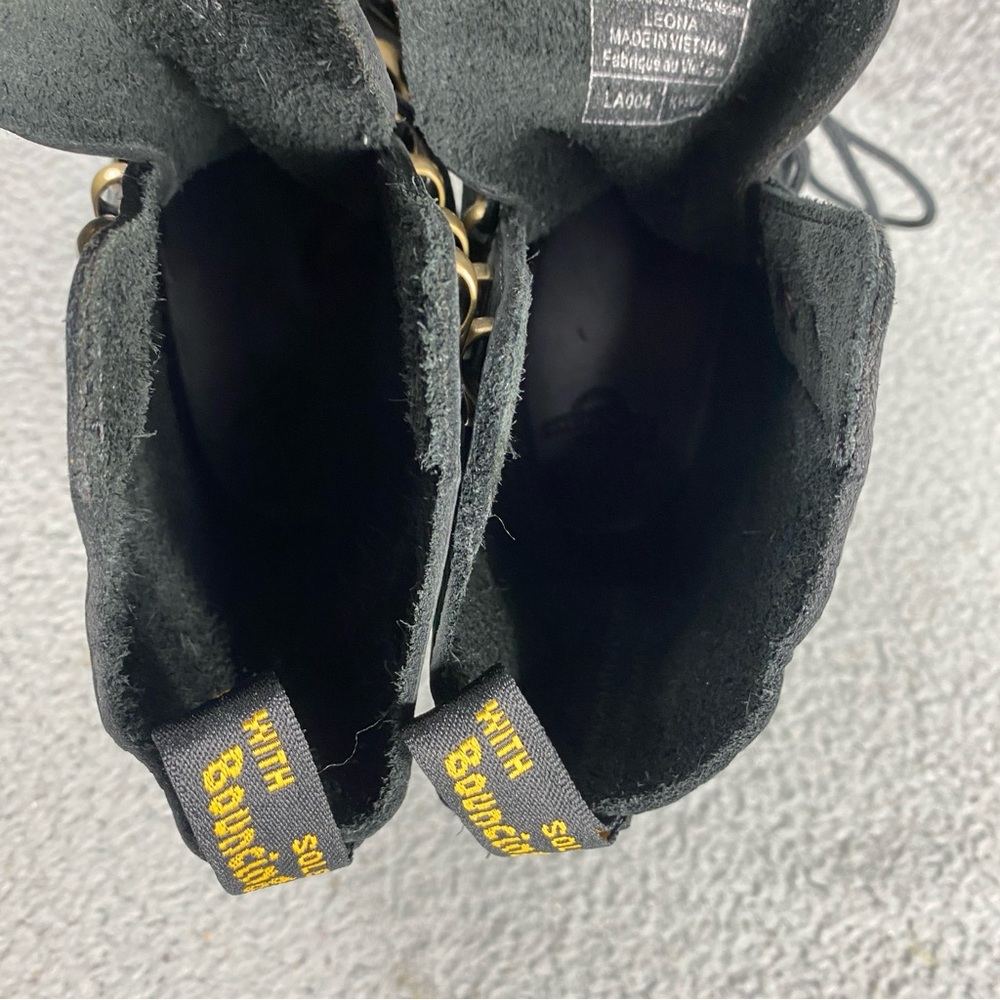 NEW Dr. Martens Leona Combat Boot Leather Black Milled Nubuck Womens 8 Lace Up - Picture 12 of 14